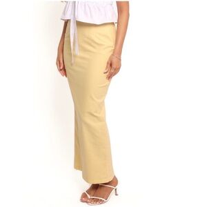 Petal And Pup Mera Yellow LINEN COTTON Maxi Skirt LARGE spring summer chic NWOT